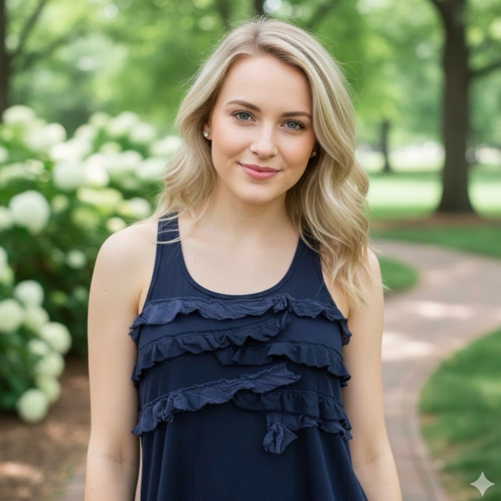 Hollister Dark Blue Frilled Tank Top